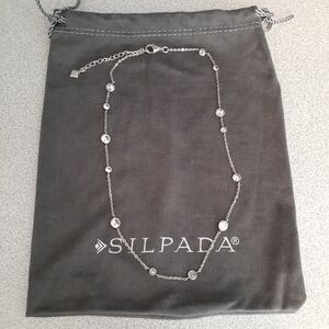 Retired Silpada Infinity 925 Sterling Silver With CZ Adjustable Length Necklace